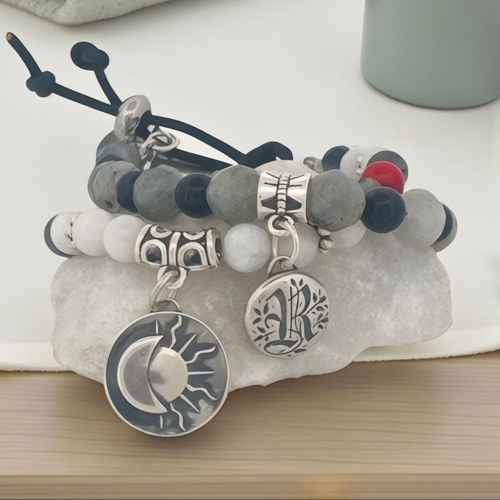 Celestial Labradorite Silver Button Bracelet - 