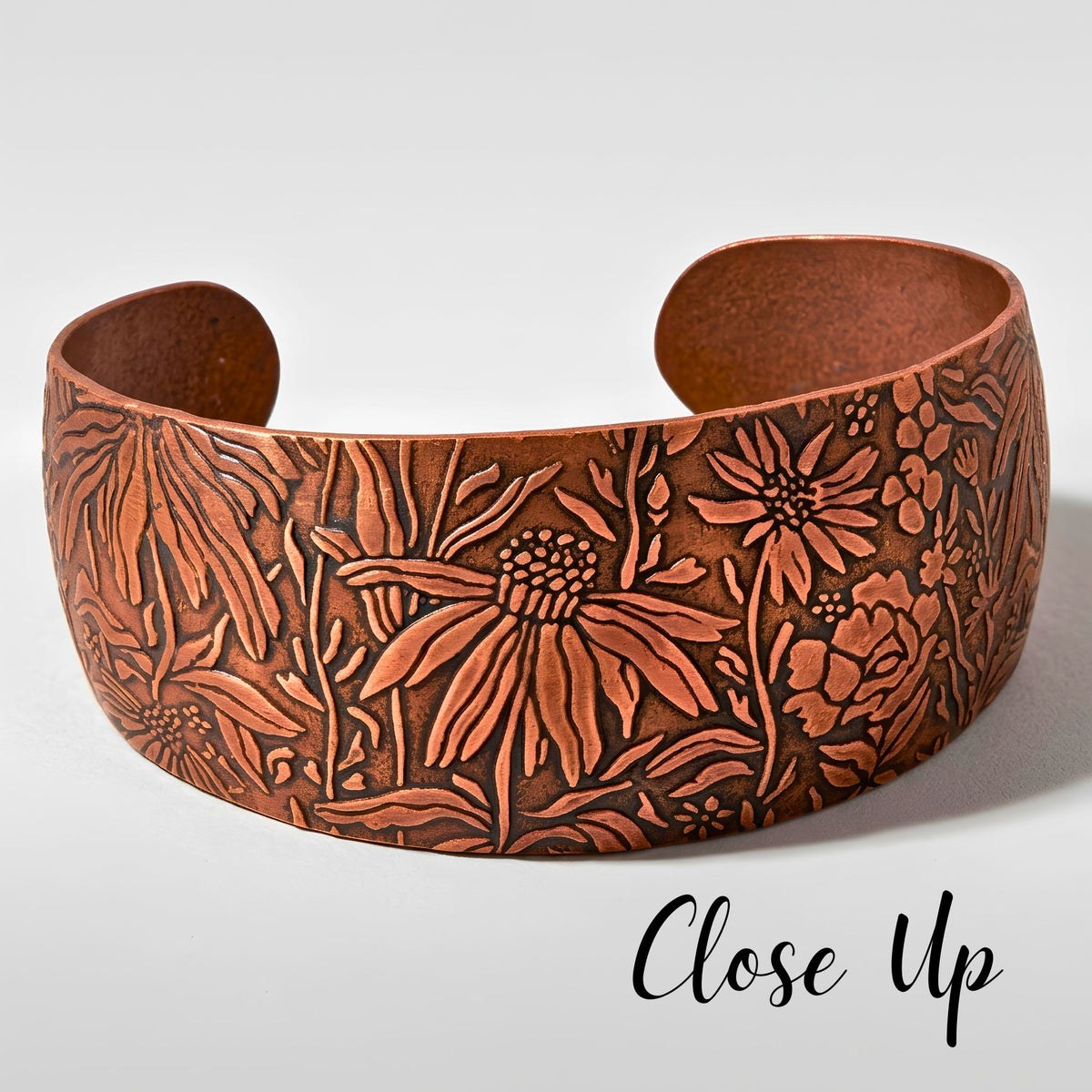 wildflower handmade copper cuff bracelet