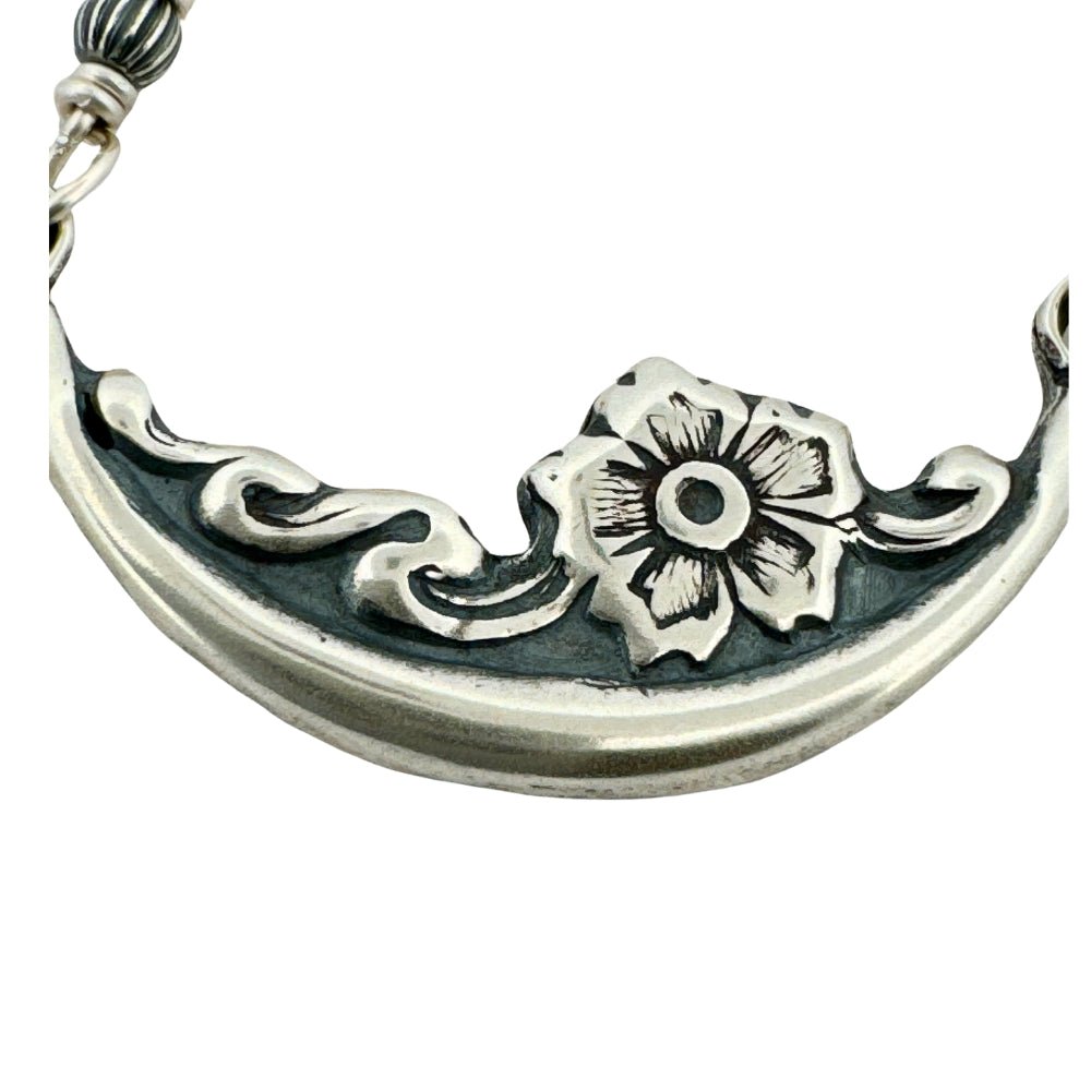 Cresting Waves Flower Silver Bar Necklace -