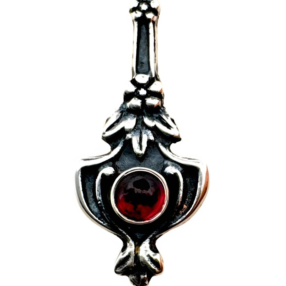 Delicate Silver Flower Garnet Earrings - 