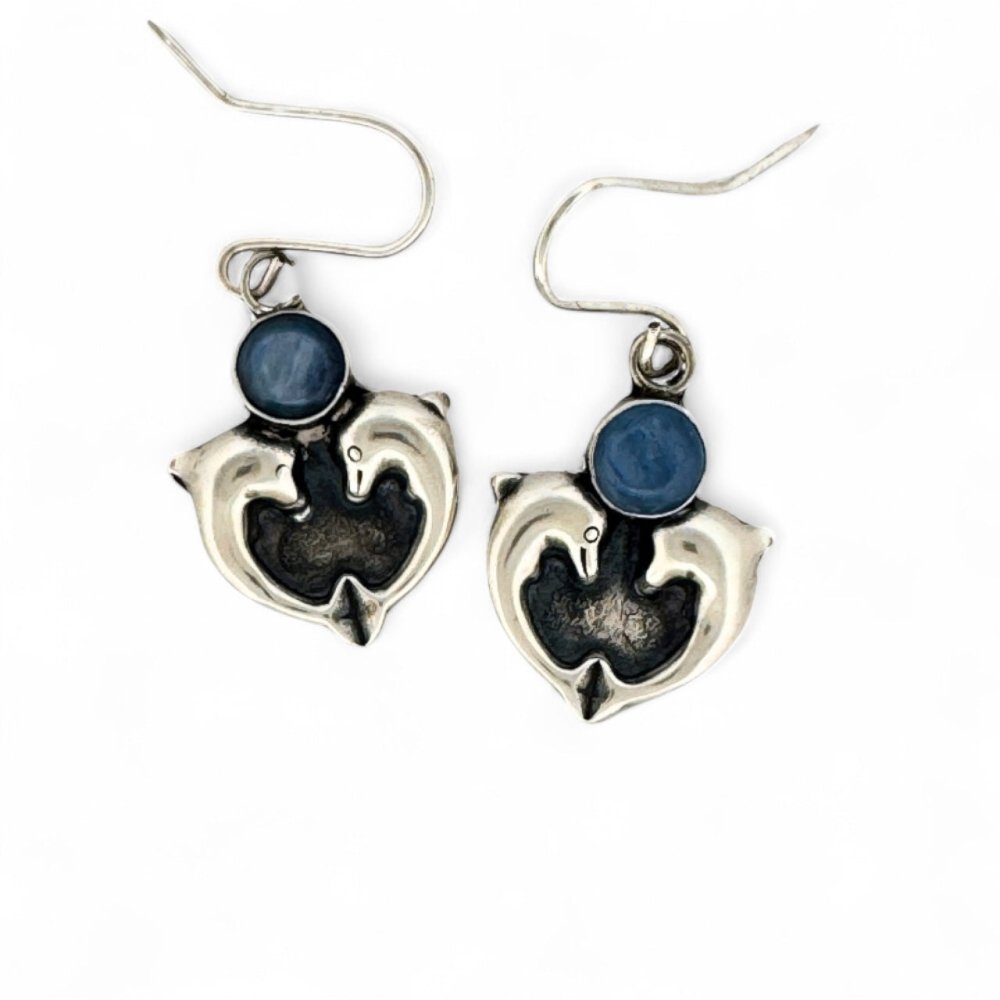 Dolphin Heart Silver Earrings - 