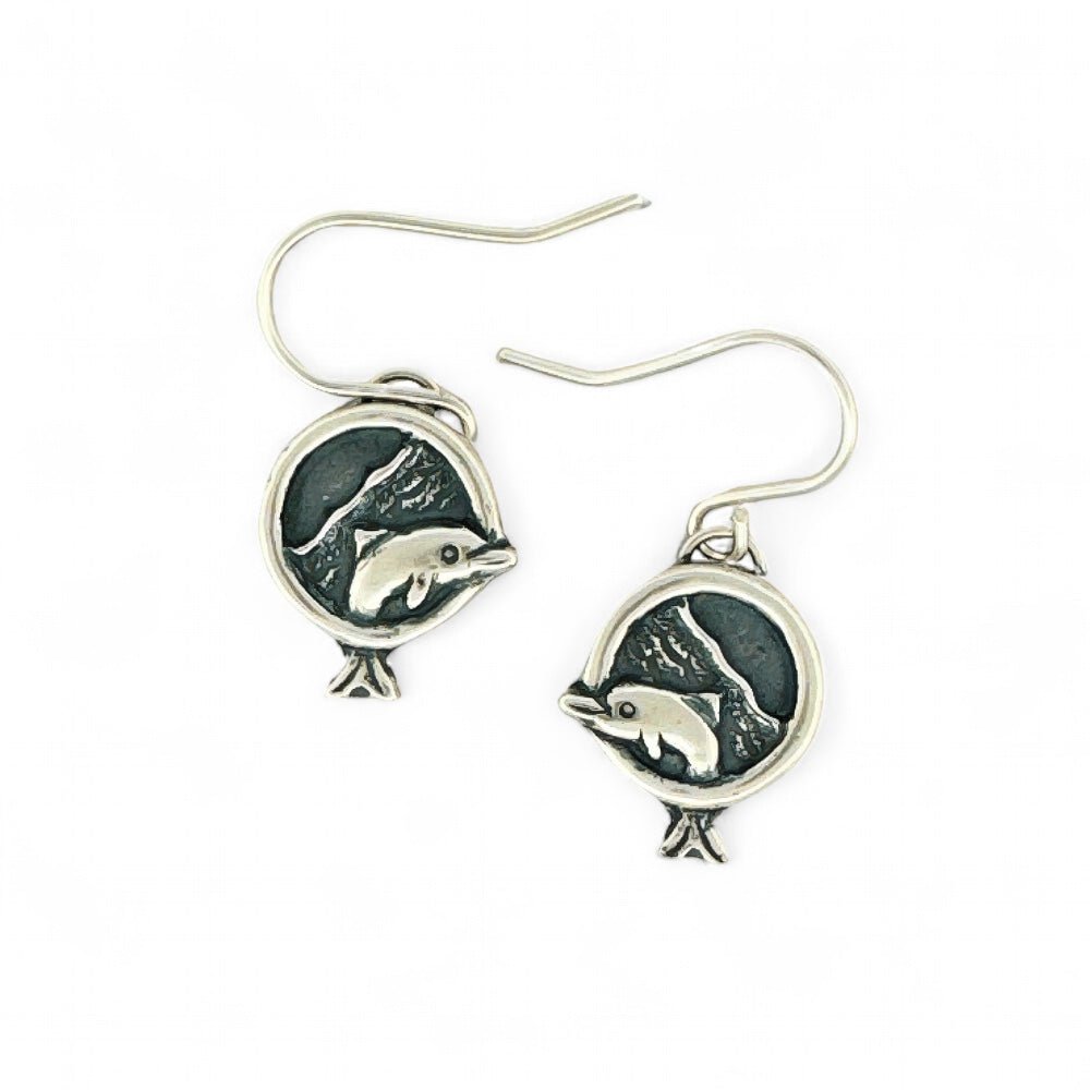 Dolphin Wave Silver Earrings - 