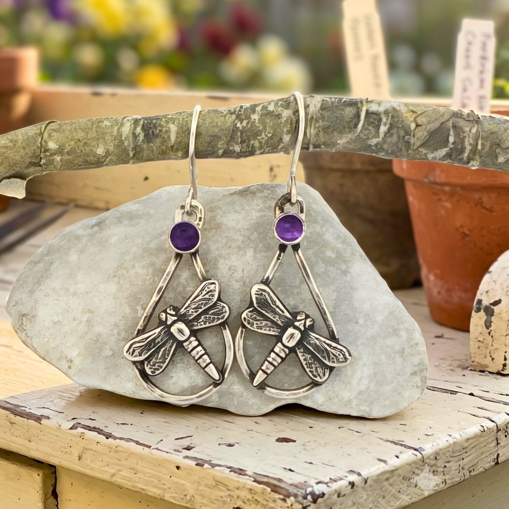 Dragonfly Meadow Silver Earrings -