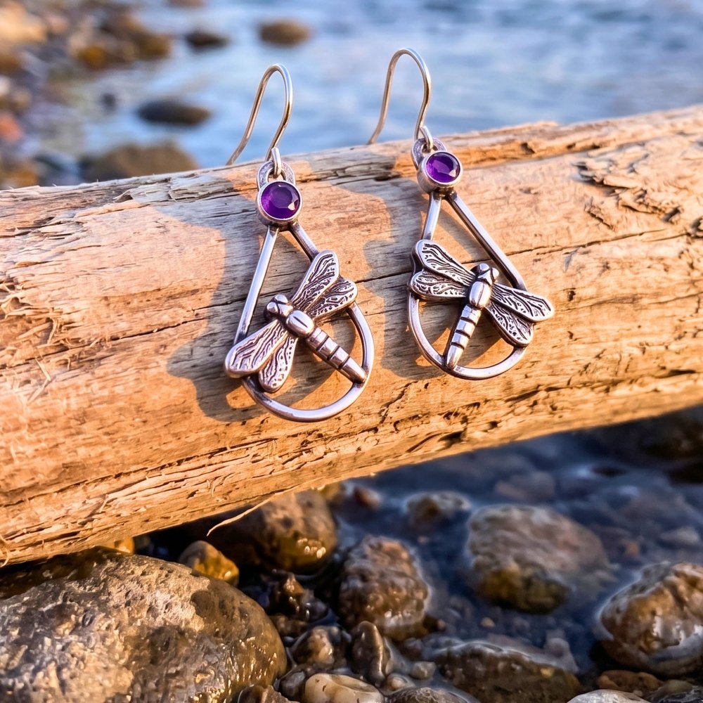 Dragonfly Meadow Silver Earrings -