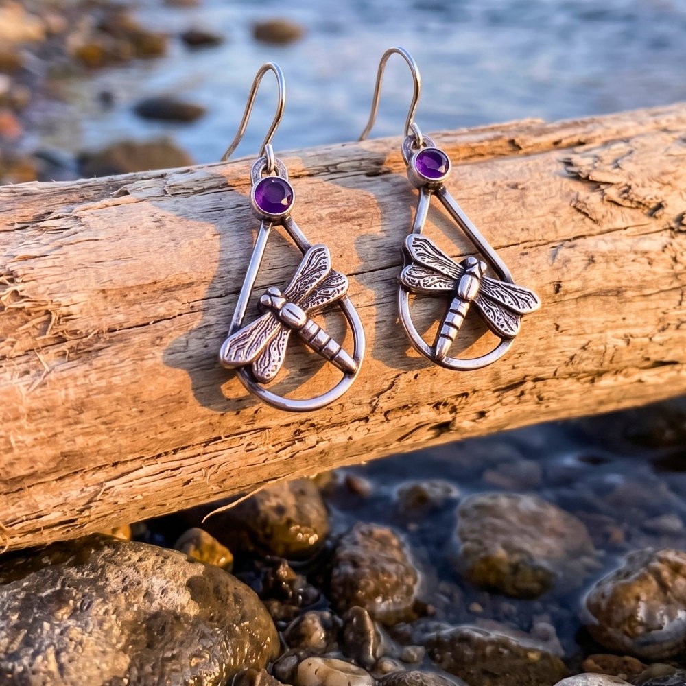 Dragonfly Meadow Silver Earrings -