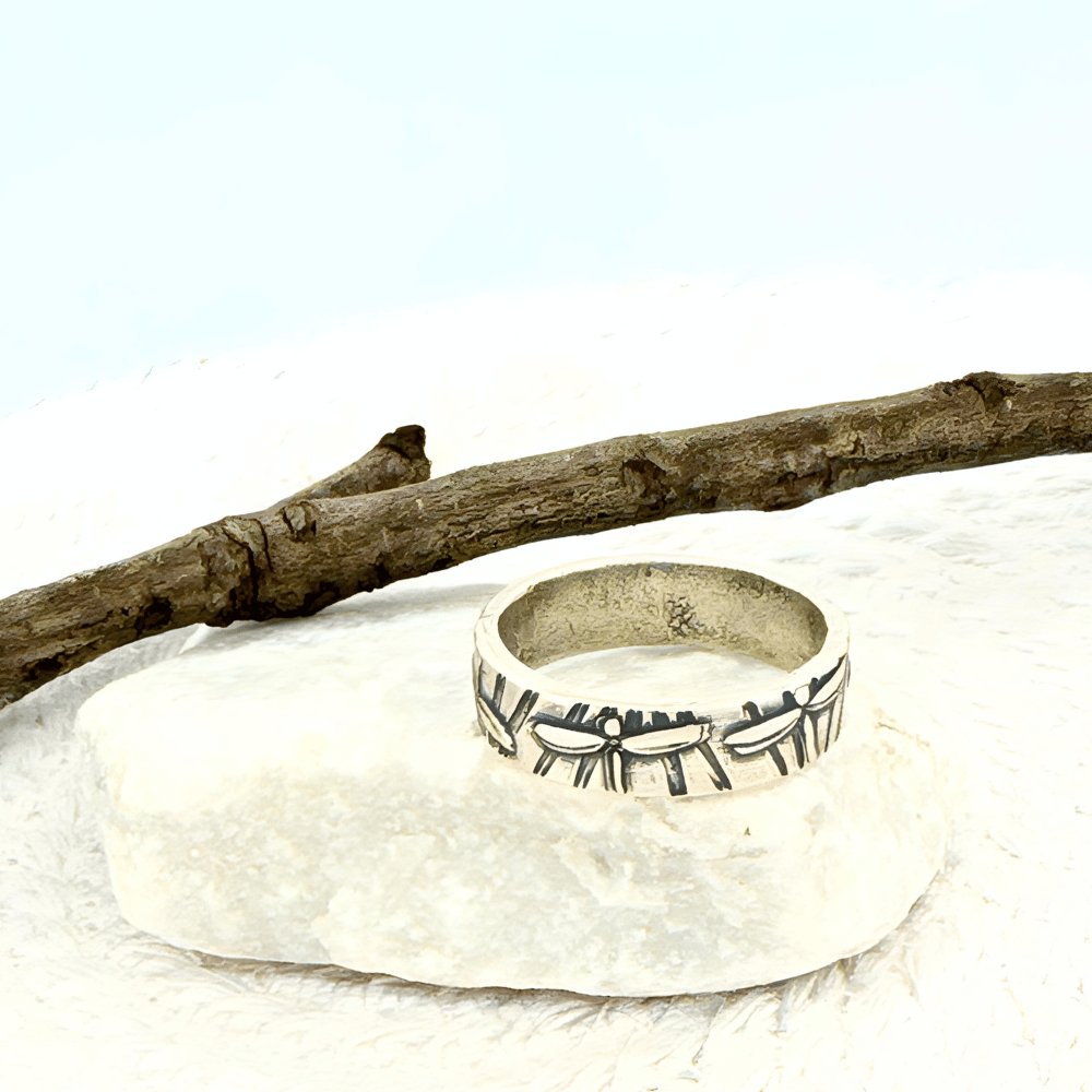 Dragonfly Silver Band Ring - 