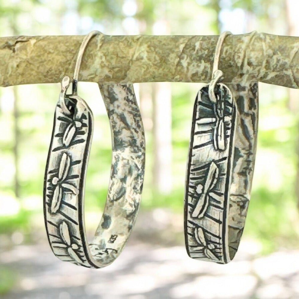 Dragonfly Silver Hoop Earrings - 