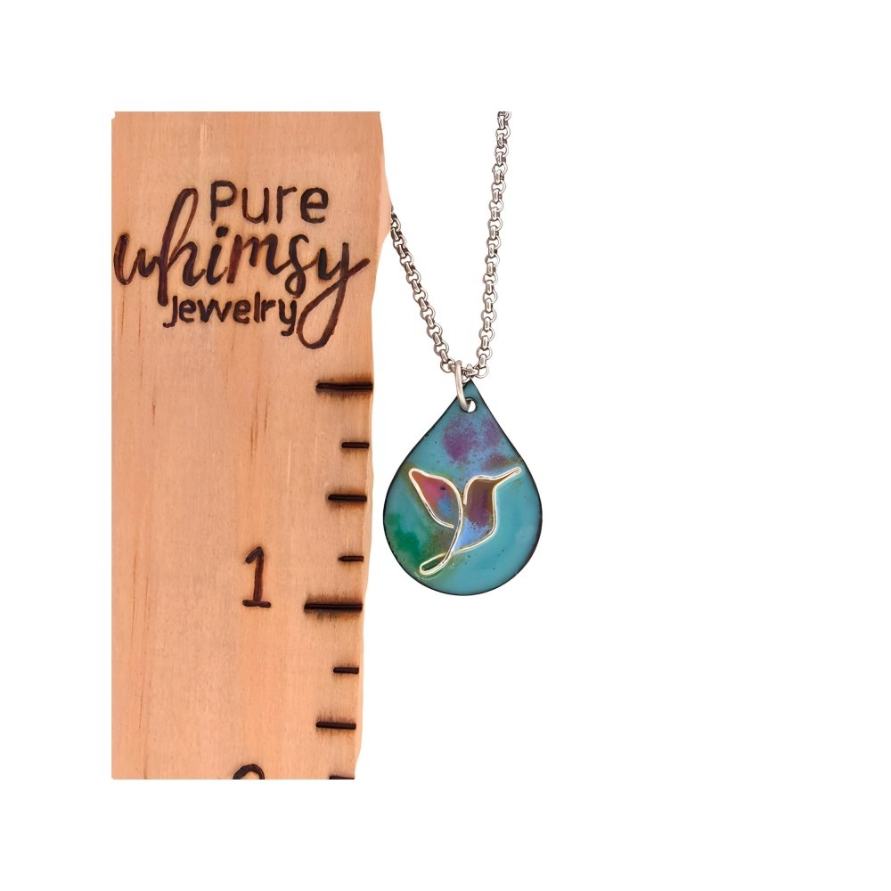 Enamel Cloisonne' Hummingbird Pendant Necklace - 