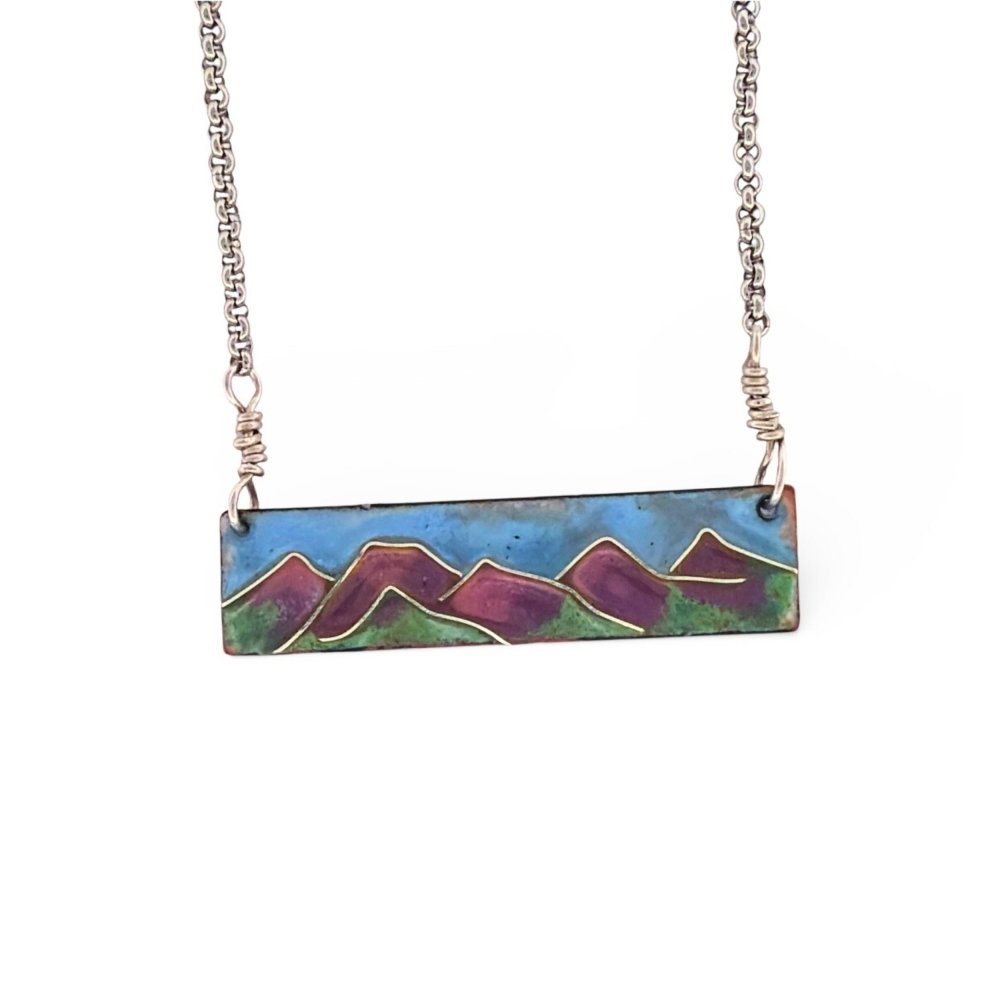Enamel Cloisonne' Mountain Bar Necklace - 