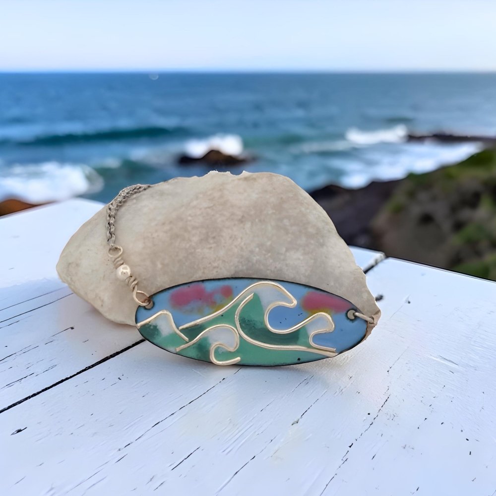 Enamel Cloisonne' Ocean Waves Necklace - 