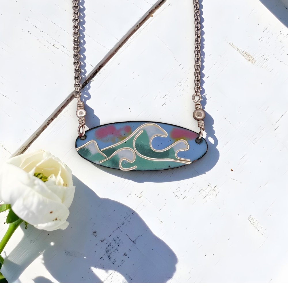 Enamel Cloisonne' Ocean Waves Necklace - 