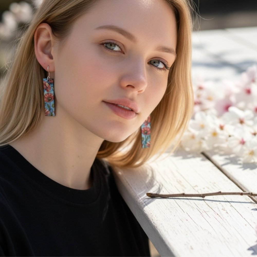Enamel Poppy Garden Earrings - 