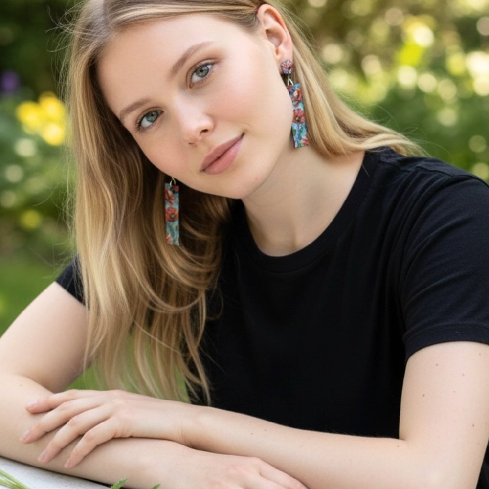 Enamel Poppy Garden Earrings - 