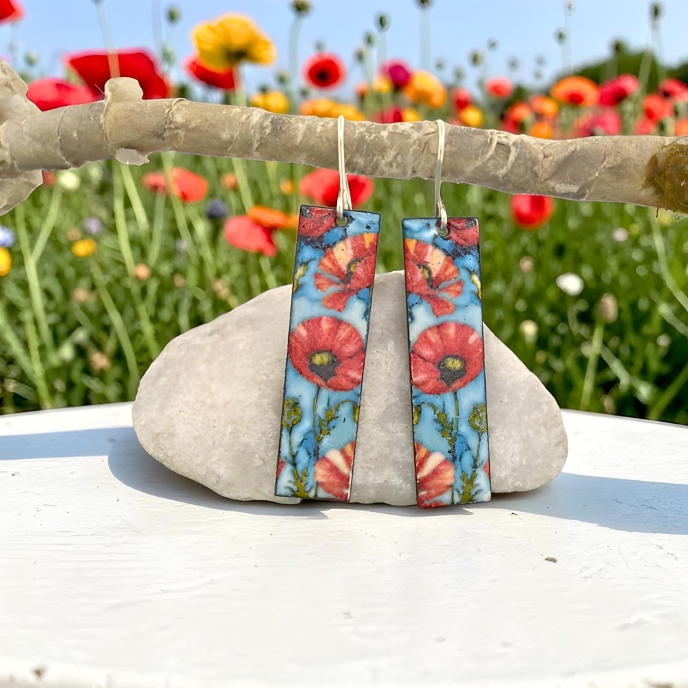 Enamel Poppy Garden Earrings - 