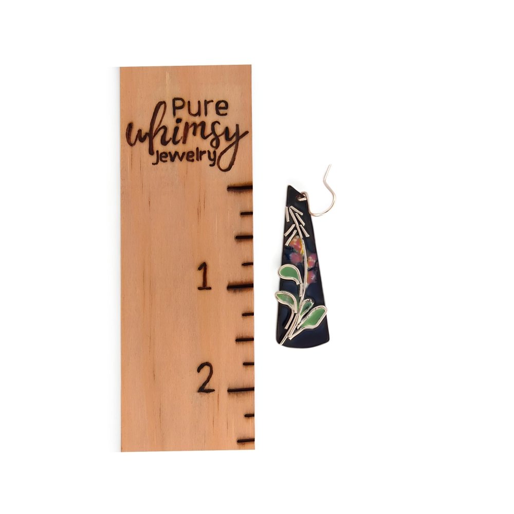 Enamel Silver Cloisonne Fireweed Earrings - 