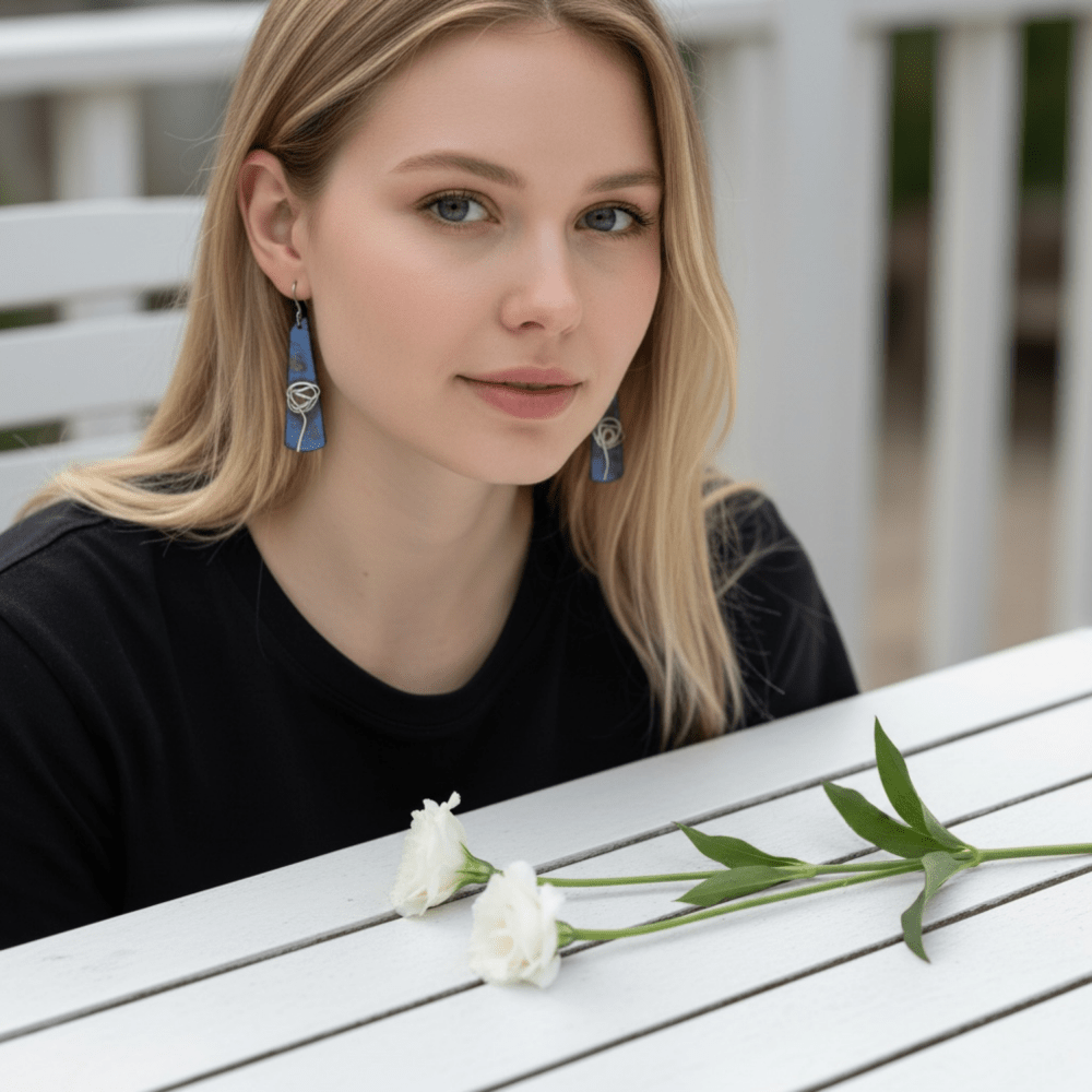 Enamel Silver Cloisonné Poppy Earrings - 