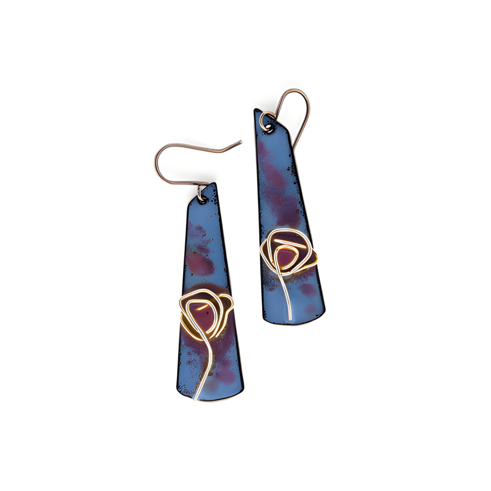 Enamel Silver Cloisonné Poppy Earrings - 