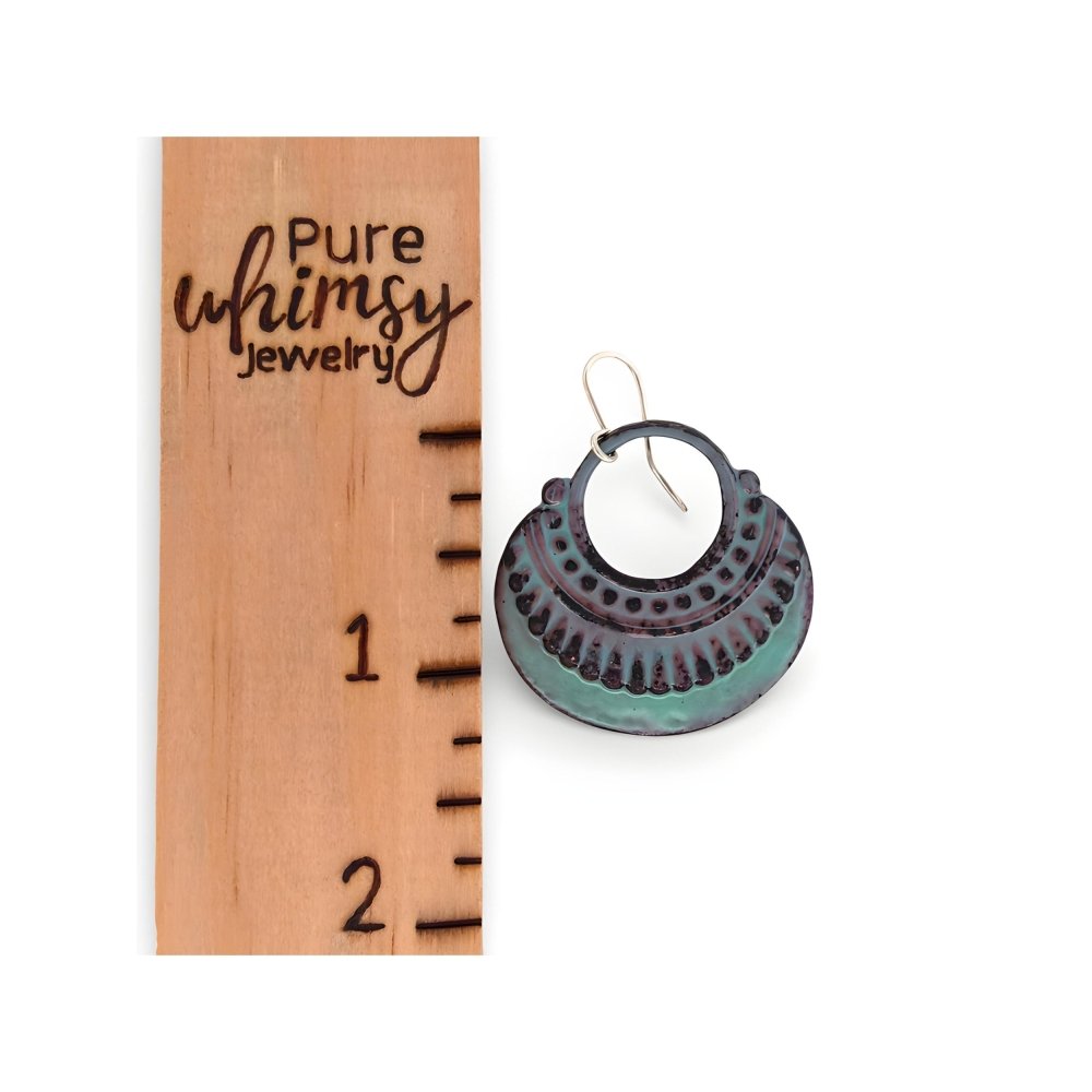 Enamel Turquoise Shield Earrings - 