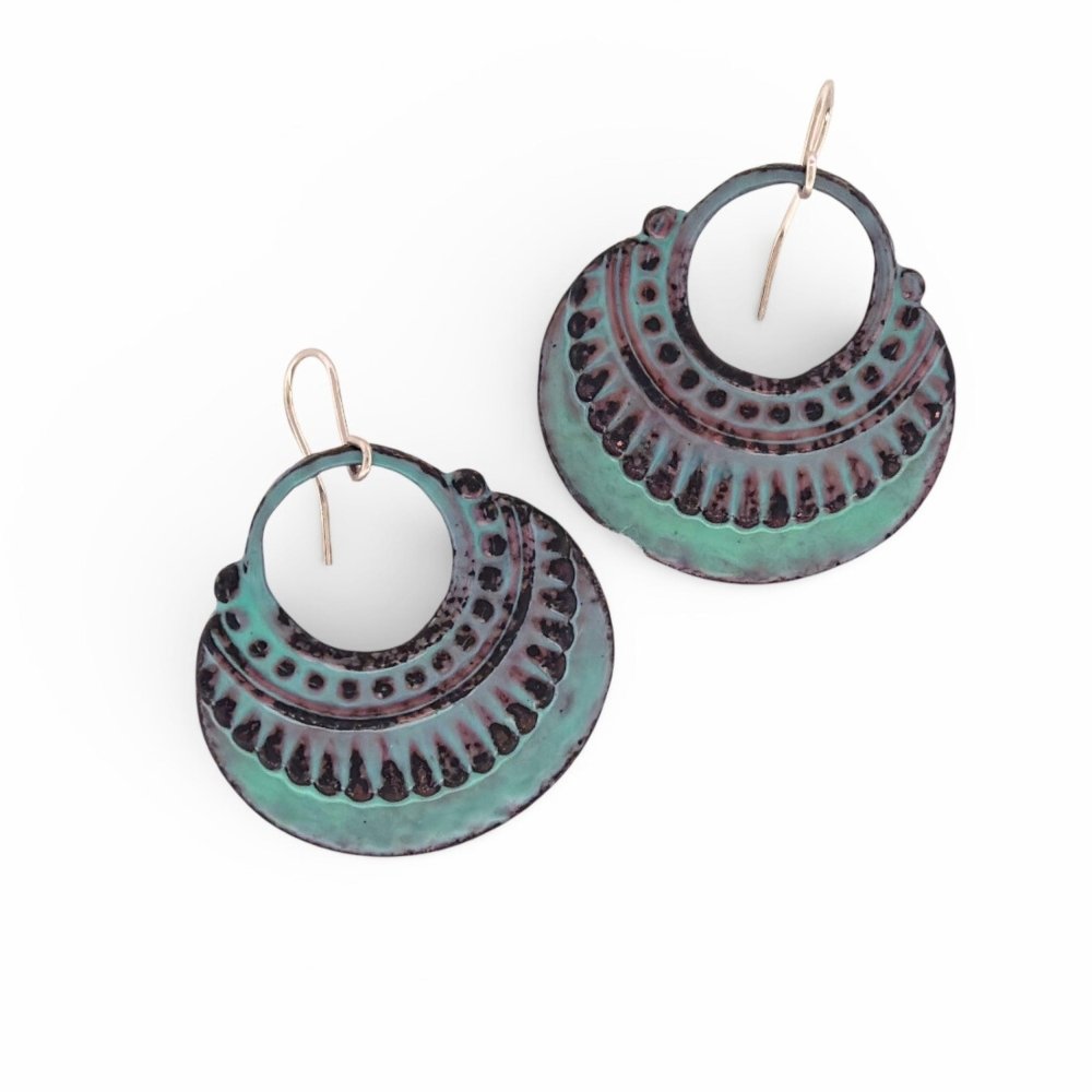 Enamel Turquoise Shield Earrings - 