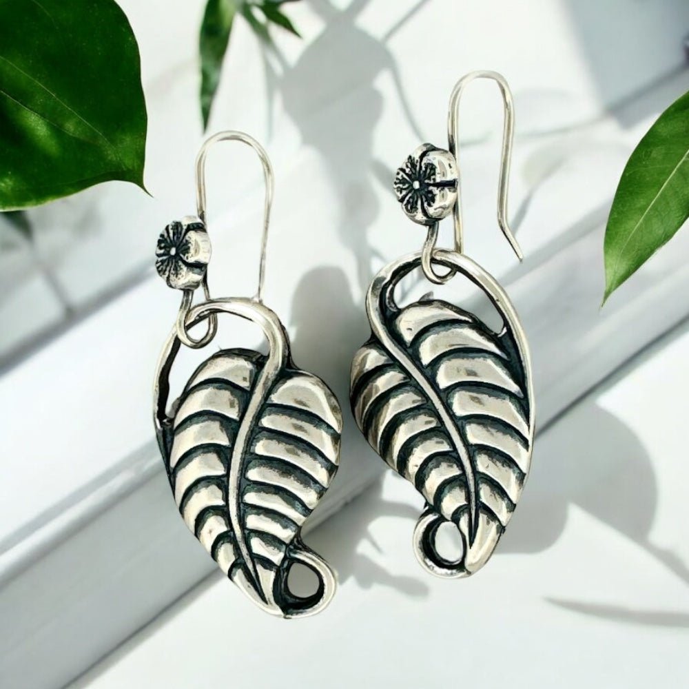 Falling Leaves Silver Earrings - 