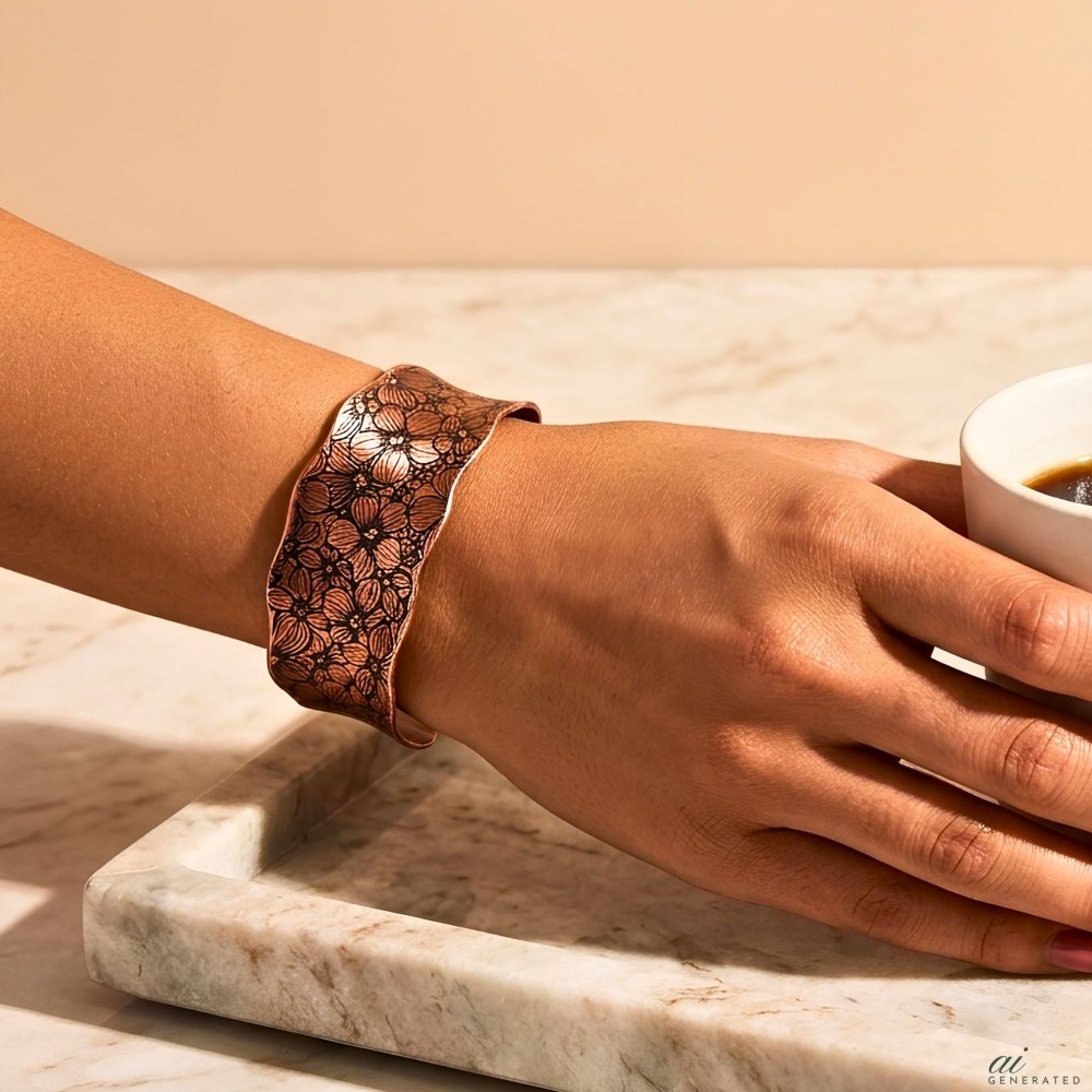 Flower Garden Copper Cuff Bracelet -