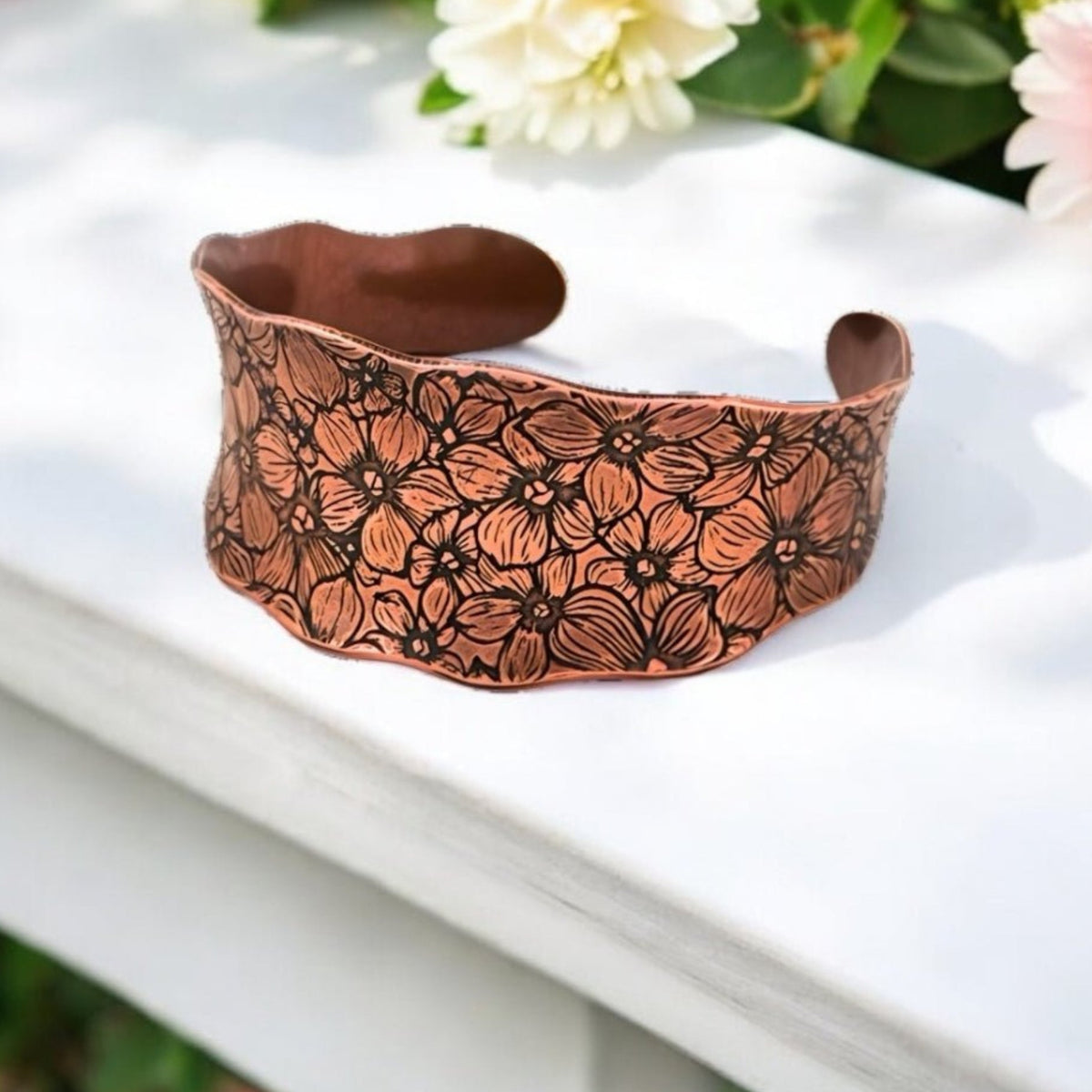Flower Garden Copper Cuff Bracelet - 