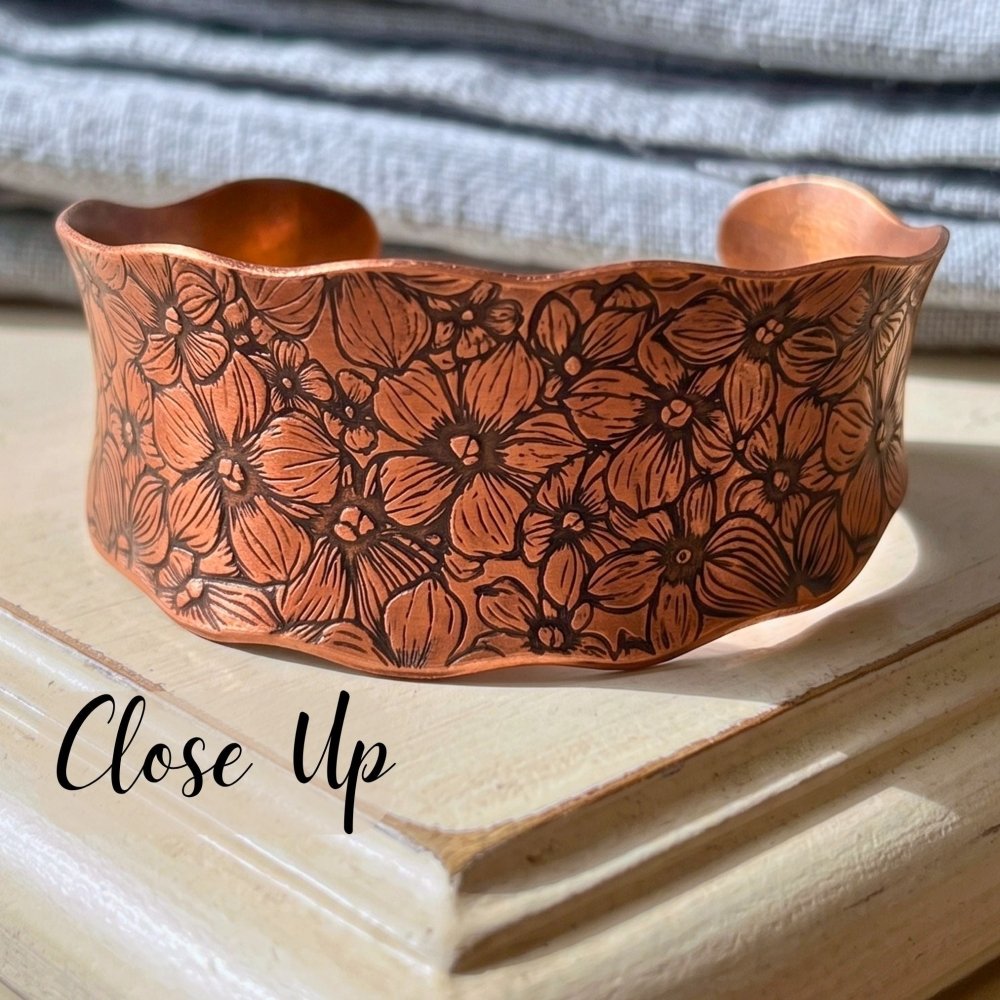 Flower Garden Copper Cuff Bracelet -