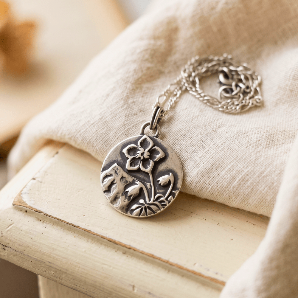 Forget-Me-Not Mountain Silver Pendant Necklace -