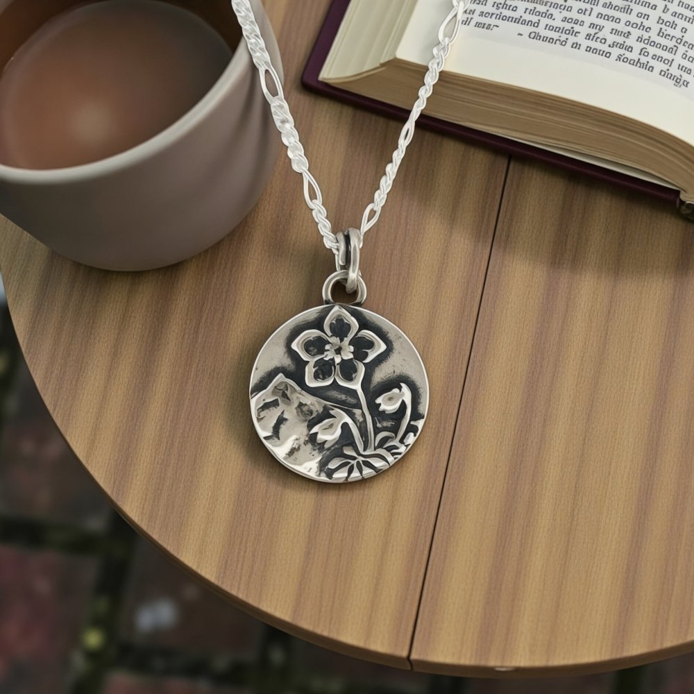 Forget - Me - Not Mountain Silver Pendant Necklace - 