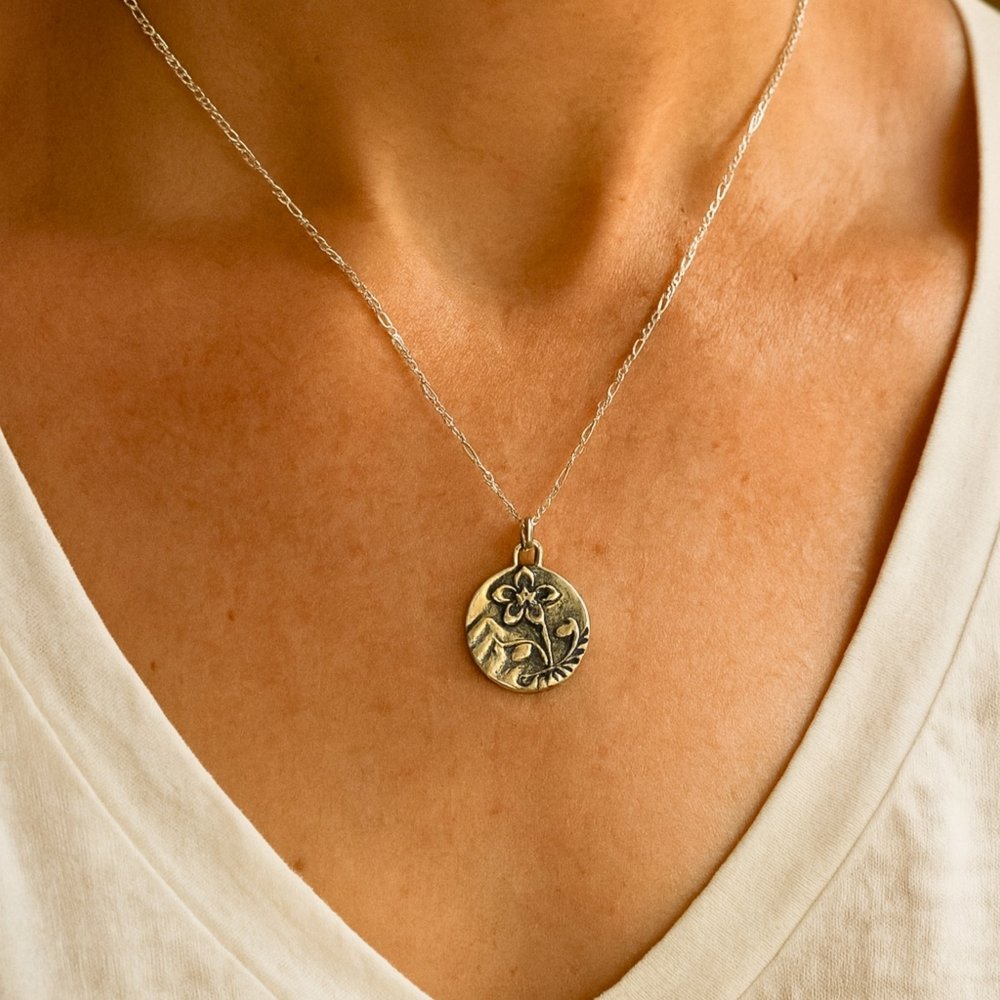 Forget - Me - Not Mountain Silver Pendant Necklace - 