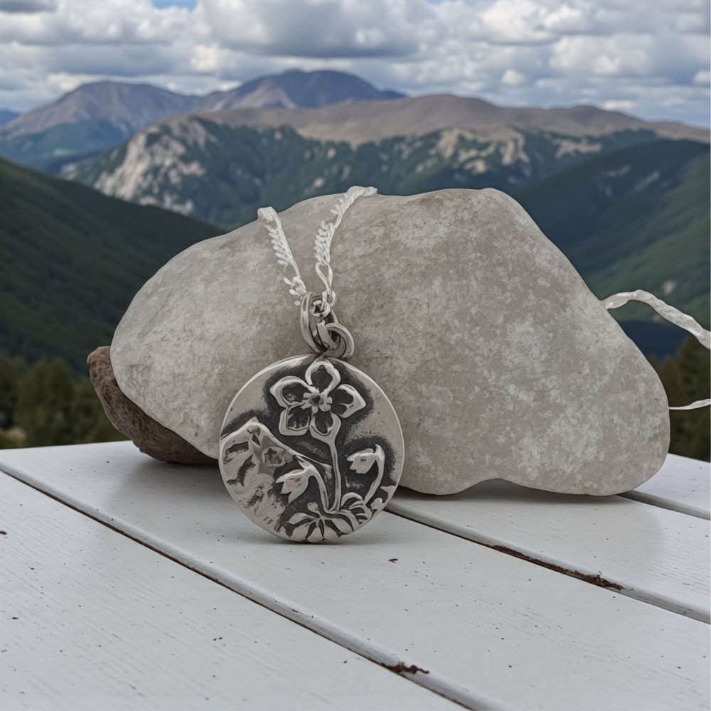 Forget - Me - Not Mountain Silver Pendant Necklace - 