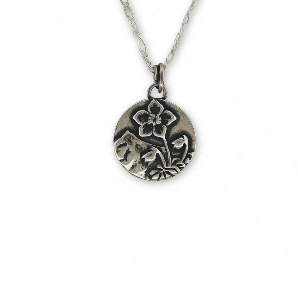 Forget - Me - Not Mountain Silver Pendant Necklace - 