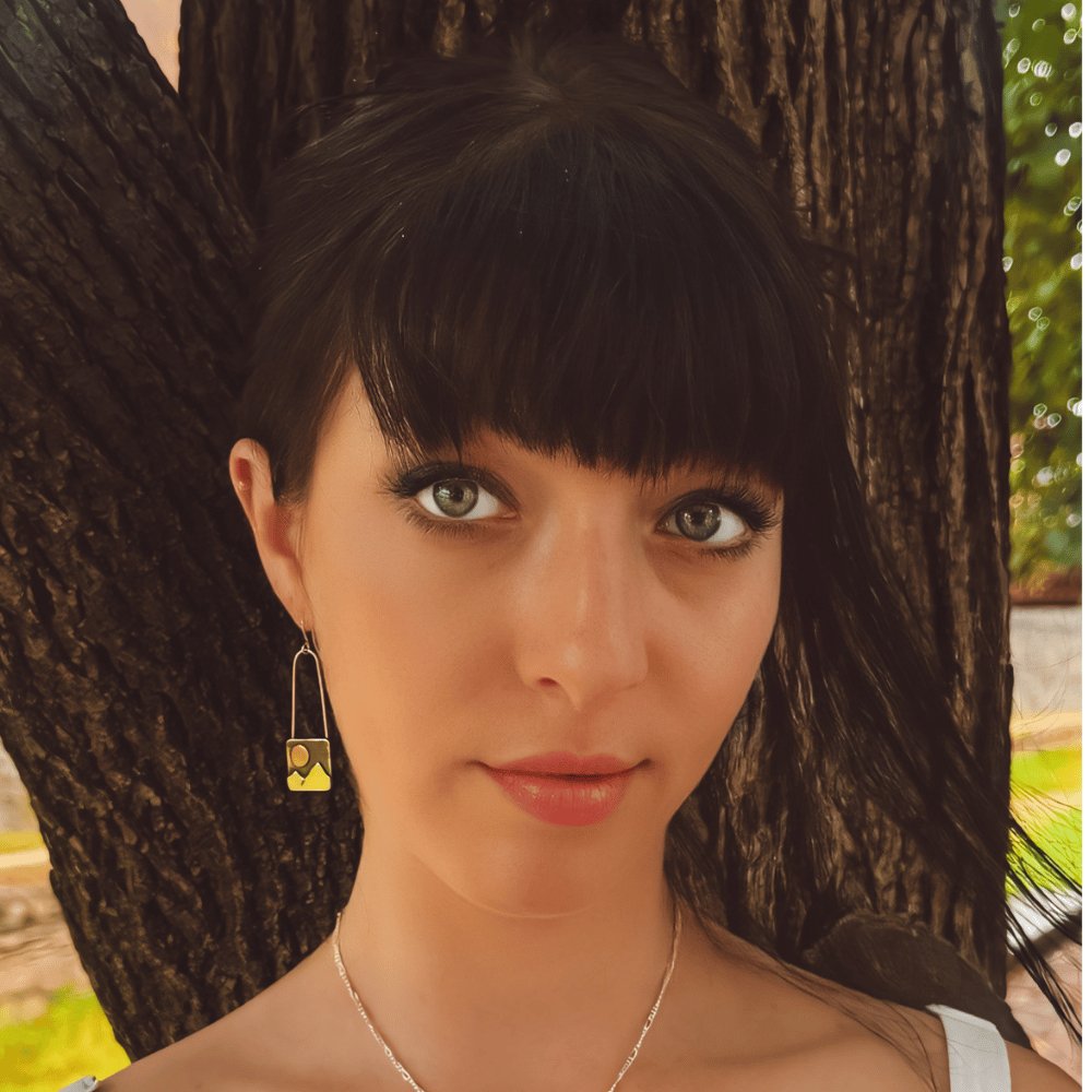 Gold Moon Contemporary Mountains Silver Earrings - 