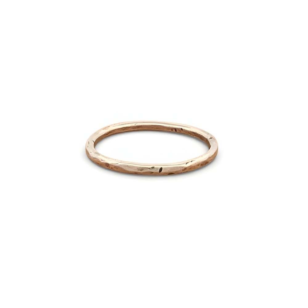 Hand Hammered Silver Band Stacking Ring - 