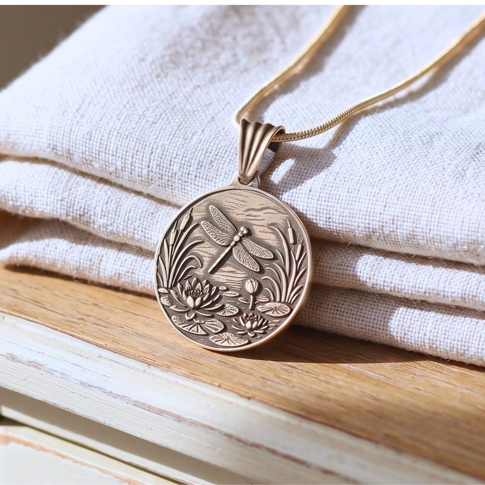 Handmade Dragonfly Necklace Silver – Lotus Flower Fine Silver Pendant -