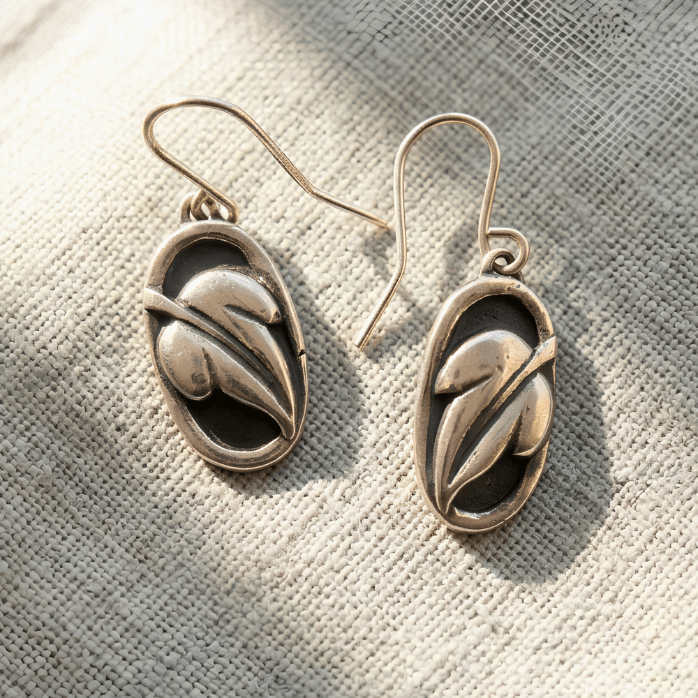 Handmade Silver Earrings – Lightweight Botanical Leaf Dangles -