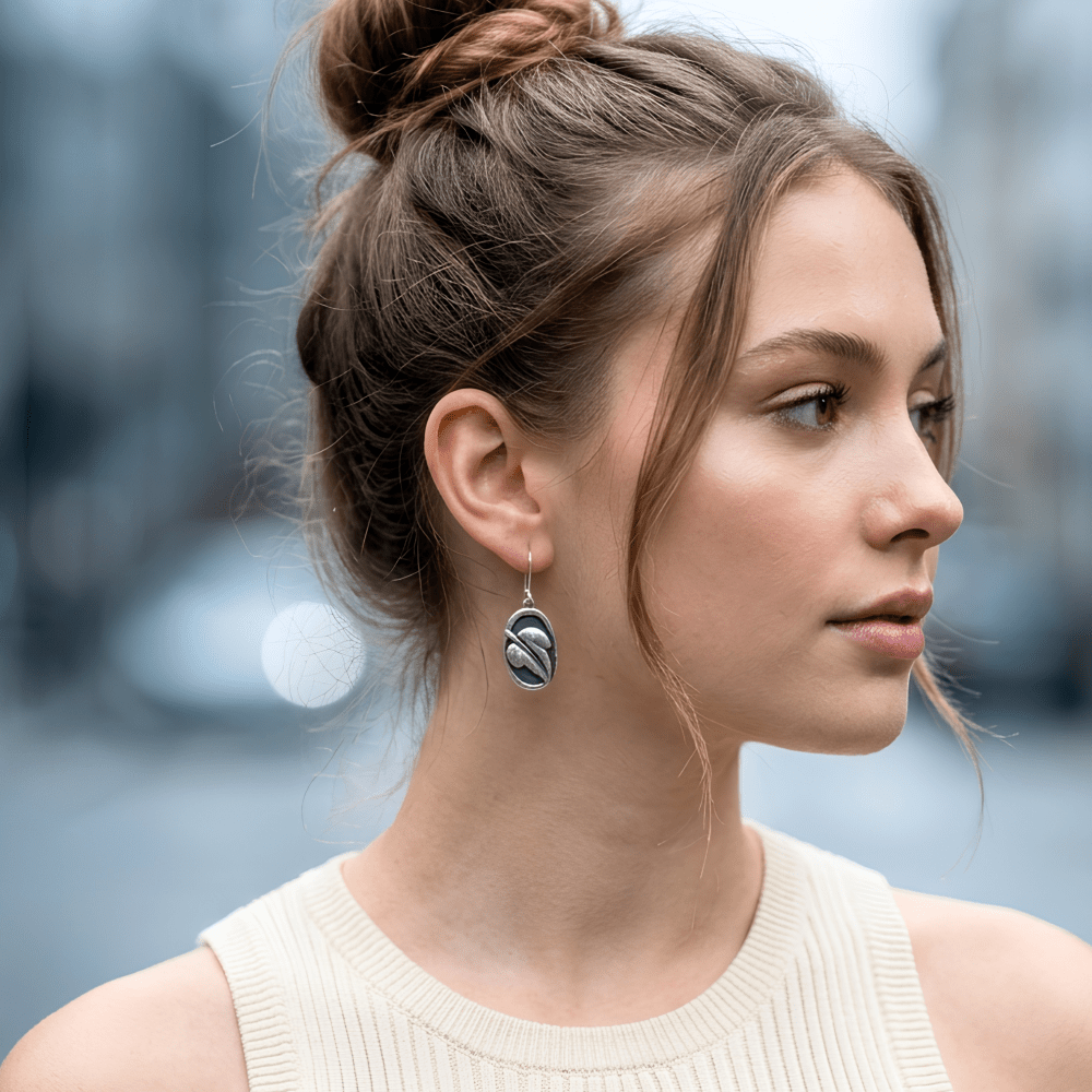Handmade Silver Earrings – Lightweight Botanical Leaf Dangles -