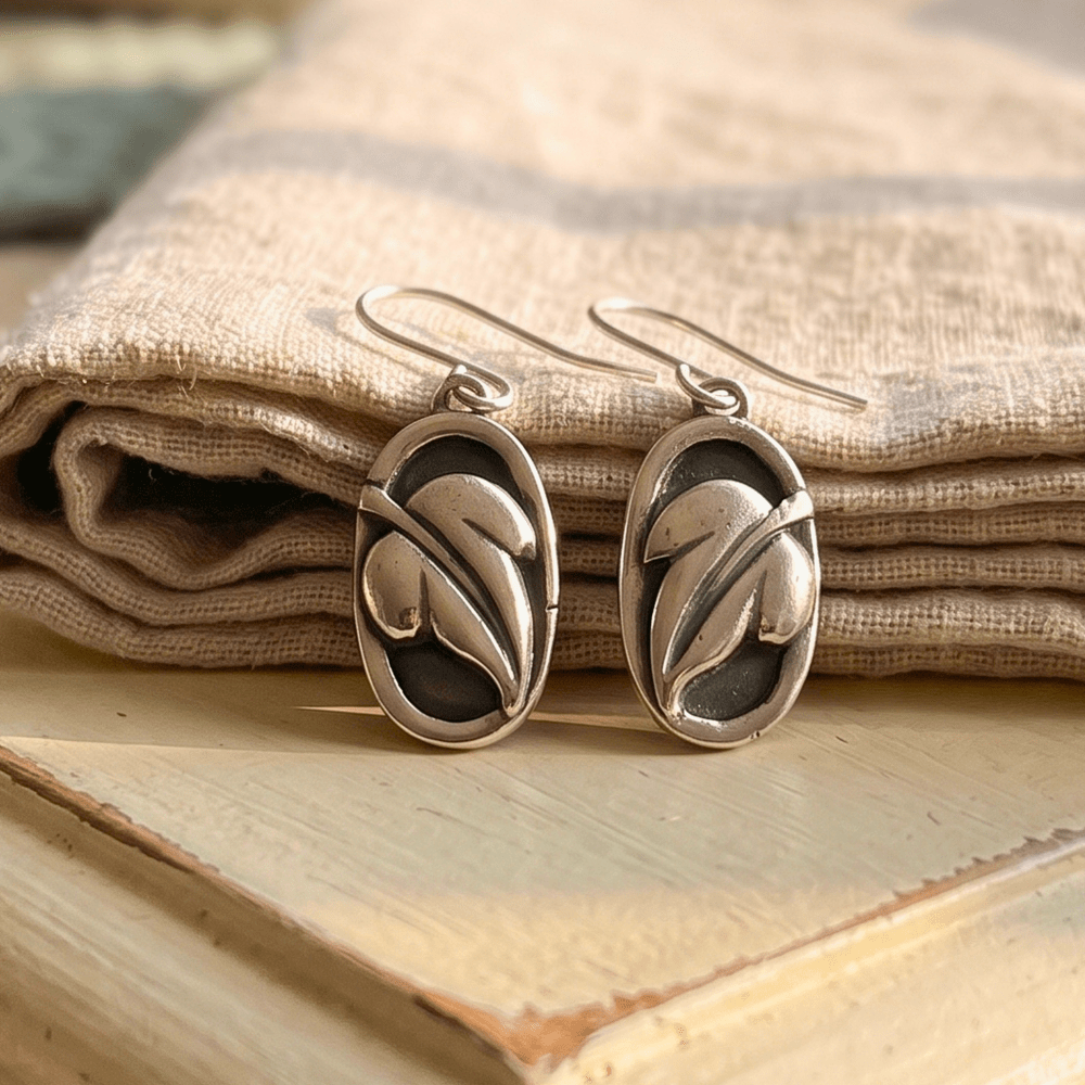 Handmade Silver Earrings – Lightweight Botanical Leaf Dangles -