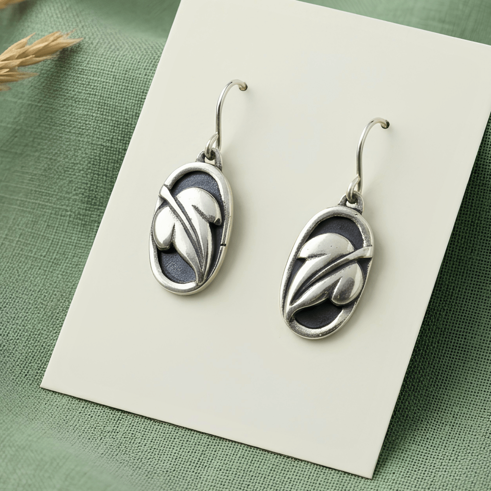 Handmade Silver Earrings – Lightweight Botanical Leaf Dangles -