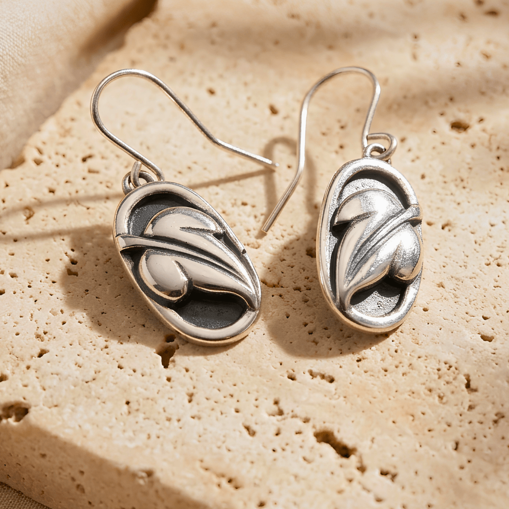 Handmade Silver Earrings – Lightweight Botanical Leaf Dangles -