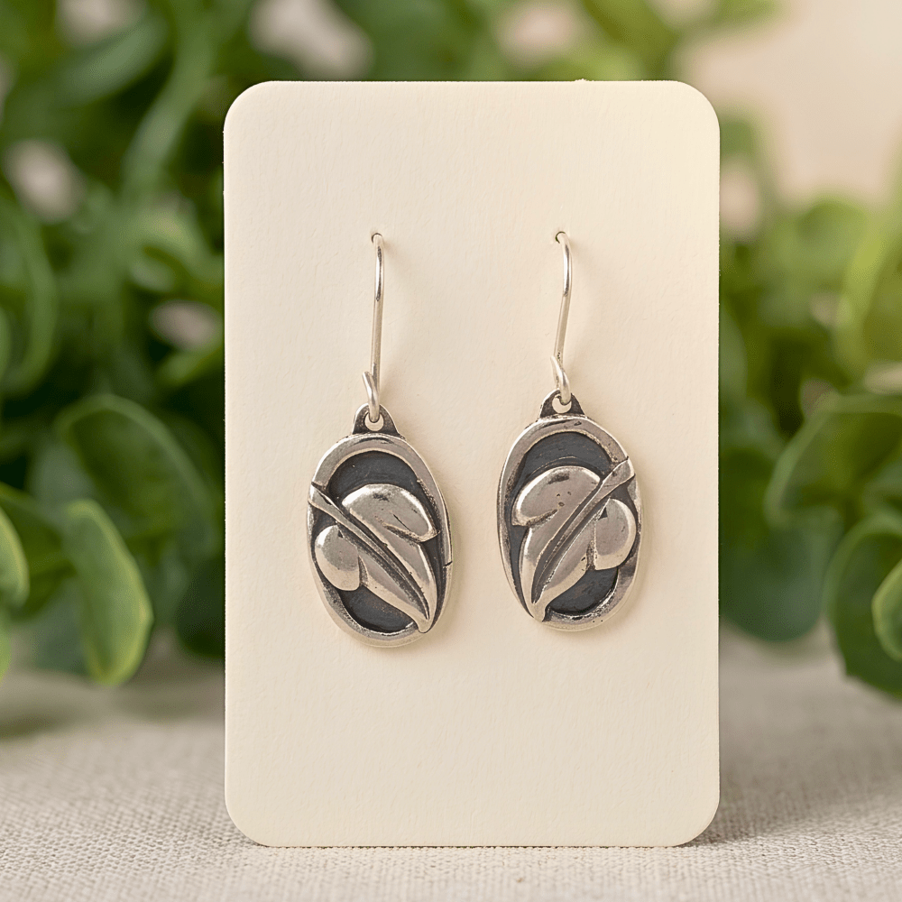 Handmade Silver Earrings – Lightweight Botanical Leaf Dangles -
