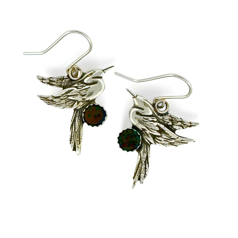 Heron Opal Silver Earrings -