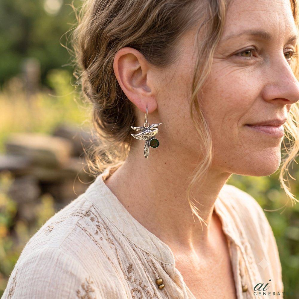Heron Opal Silver Earrings -