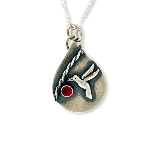 Hummingbird Silver Pendant Necklace -