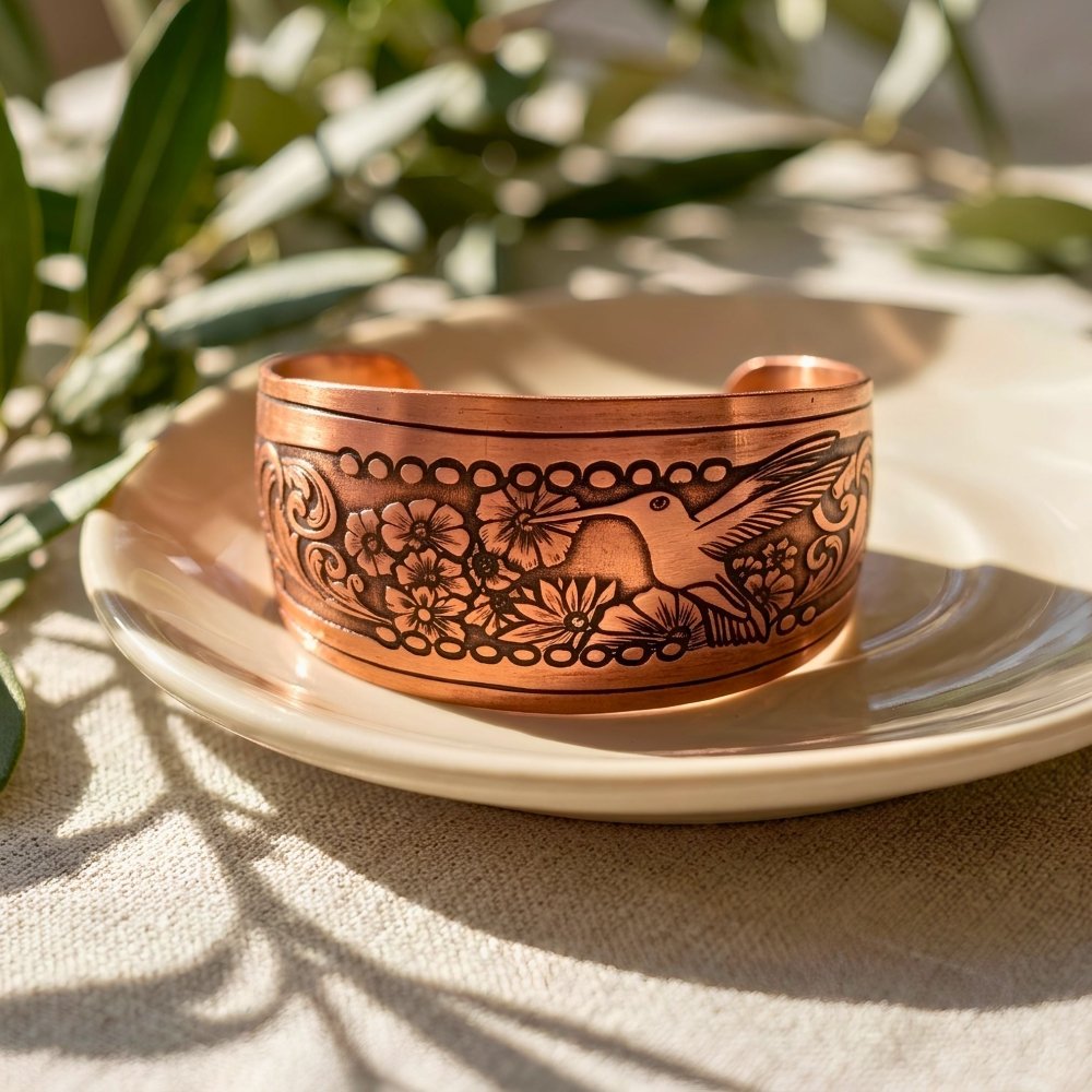 Hummingbird Statement Copper Cuff Bracelet -