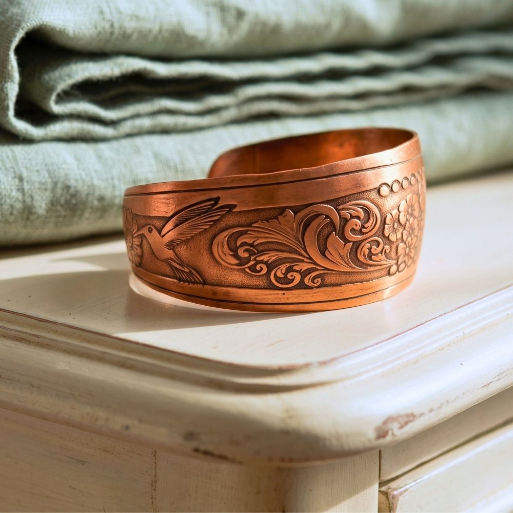 Hummingbird Statement Copper Cuff Bracelet -