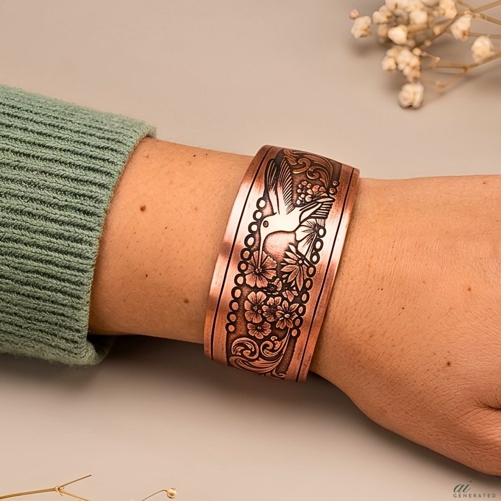 Hummingbird Statement Copper Cuff Bracelet -