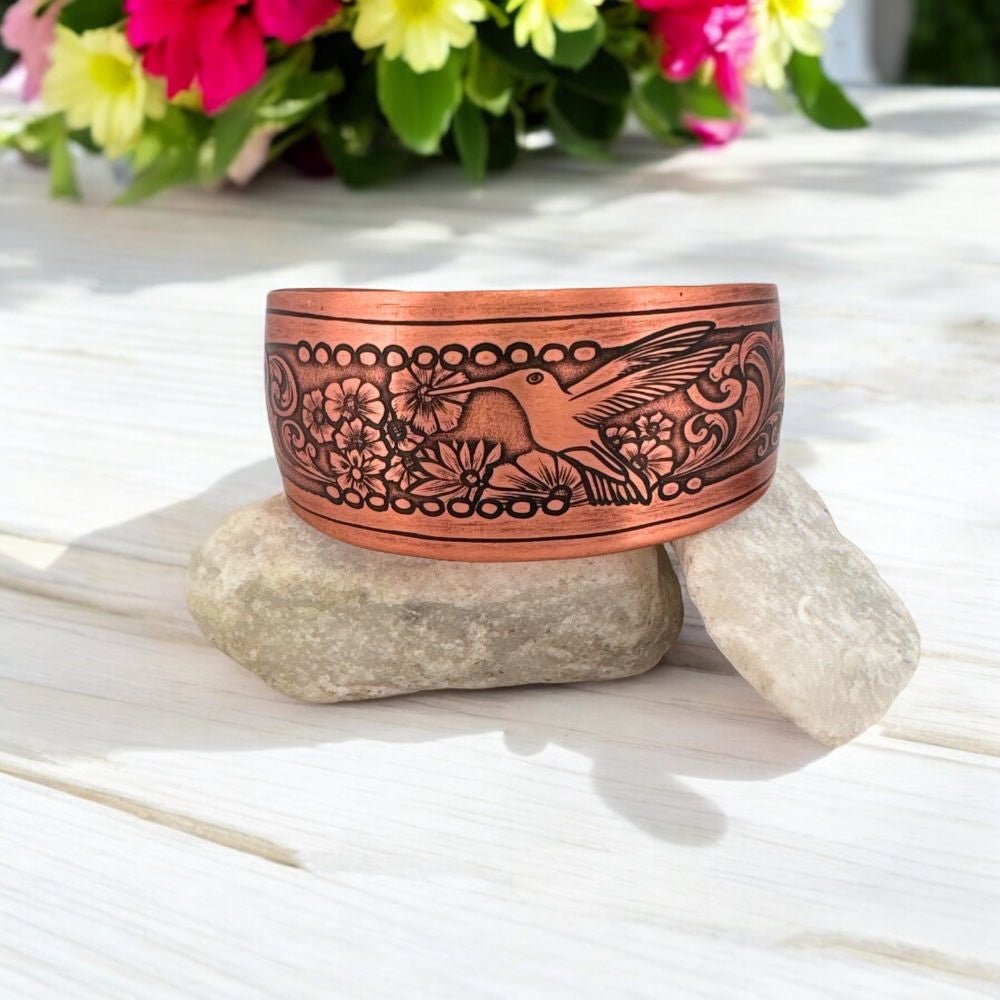 Hummingbird Statement Copper Cuff Bracelet - 
