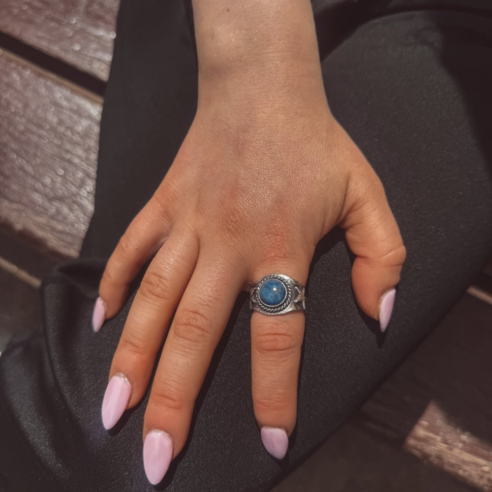 Lapis Starfish Silver Ring - 