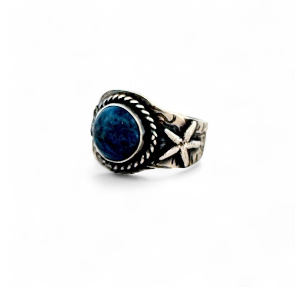 Lapis Starfish Silver Ring - 